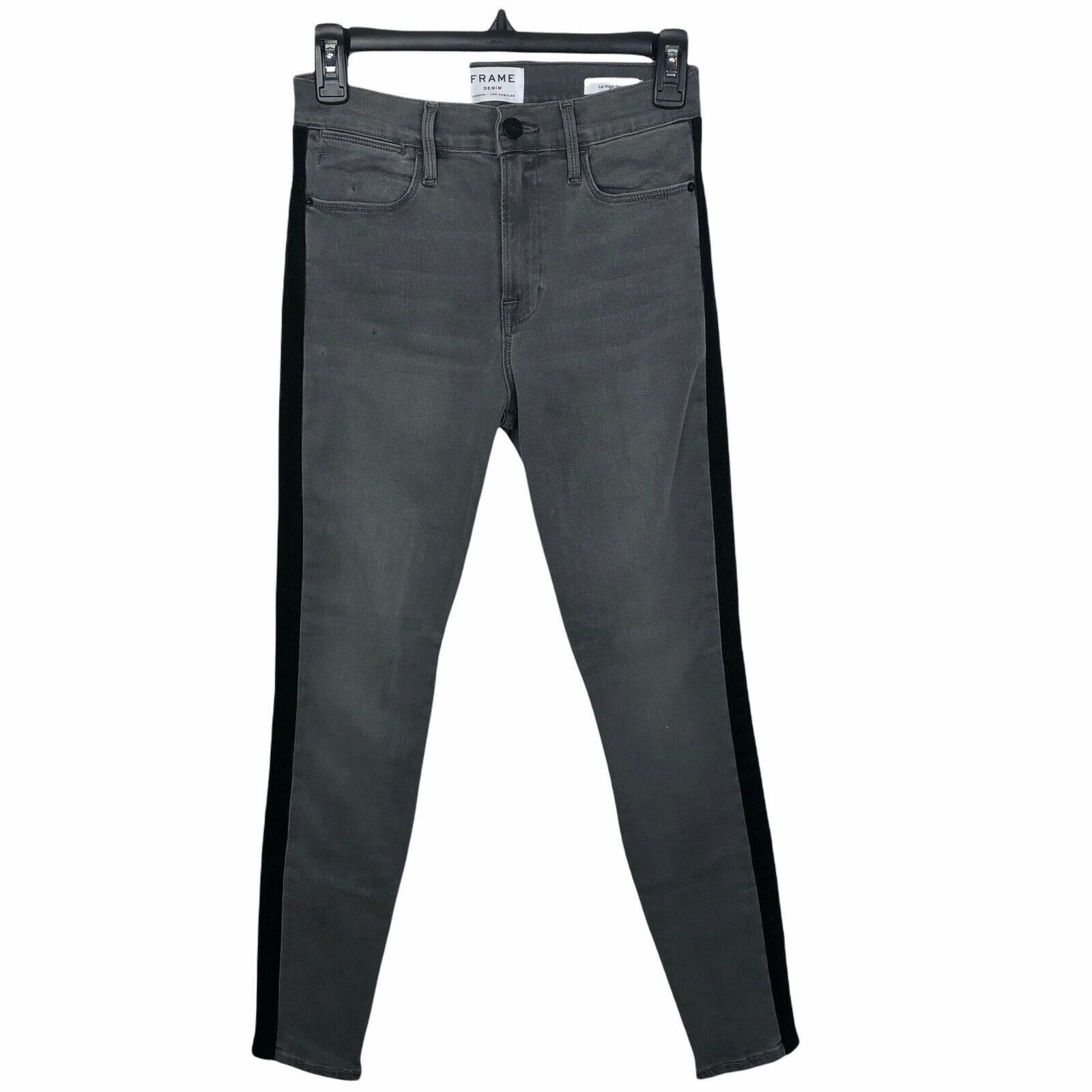 New Frame Denim Le High Velvet Tuxedo Stripe Ankle Skinny Jeans In Grimes 27
